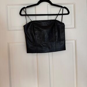 Black Leather Bandeau Top